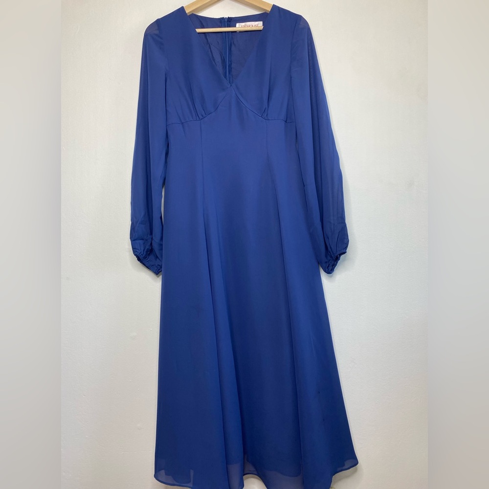 NWT JJ’S House V neck A line Chiffon Midi Dress Size S Bridesmaid Wedding guest - Picture 4 of 12